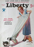 1934 Liberty Magazine Cover ~ Puppy Dog Tugs At Curtains