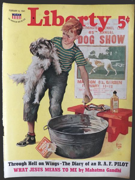 1941 Liberty Magazine Cover ~ Dog Show Bath