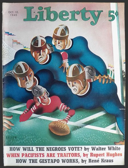 1940 Liberty Magazine Cover ~ Football Tackle