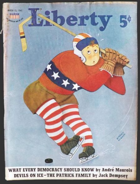 1941 Liberty Magazine Cover ~ U.S.A. Hockey Player