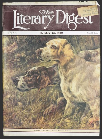 1930 Literary Digest Cover ~ Hunting Dogs ~ Pointer & Setter