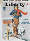 1934 Liberty Magazine Cover ~ Snowshoe Lady Picks Up Mail
