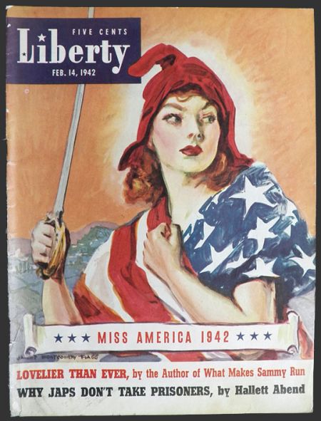 1942 Liberty Magazine Cover ~ Patriotic Woman ~ James Montgomery Flagg