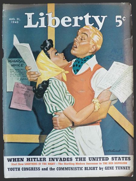 1940 Liberty Magazine Cover ~ Couple Rehearses for Play