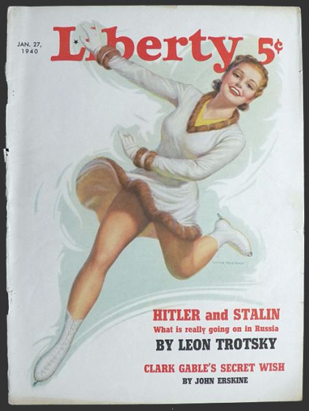1940 Liberty Magazine Cover ~ Lovely Ice Skater ~ Victor Tchetchet