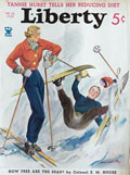 1935 Liberty Magazine Cover ~ Wipeout On Skis
