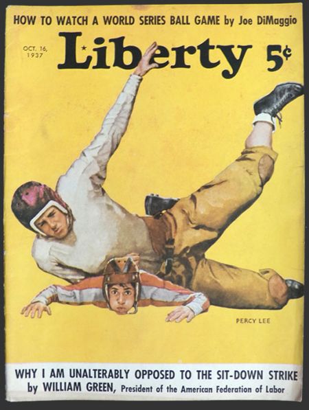 1937 Liberty Magazine Cover ~ Football Tackle