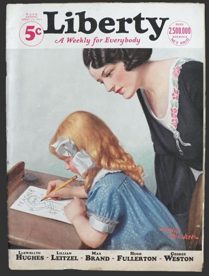 1931 Liberty Magazine Cover ~ Child Sketches Teacher