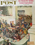 1958 Saturday Evening Post Cover ~ Christmas Shopping Rush