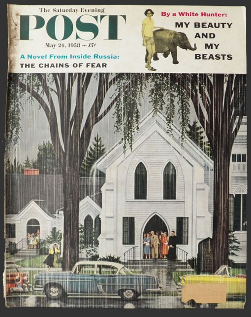 1958 Saturday Evening Post Cover ~ Bridgewater, CT. St. Marks Church