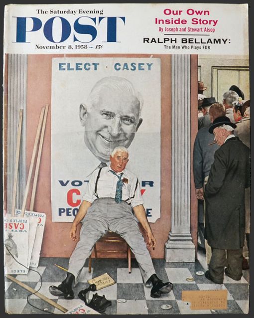 1958 Saturday Evening Post Cover ~ Norman Rockwell ~ Elect Casey
