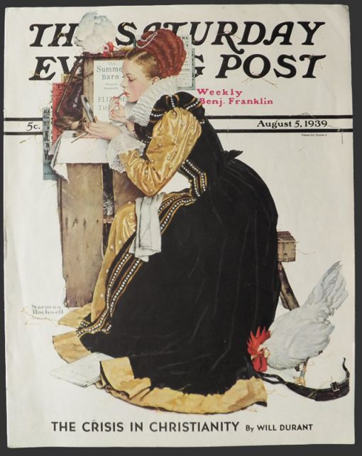 1939 Saturday Evening Post Cover ~ Norman Rockwell ~ Actress Putting On Makeup