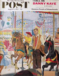 1958 Saturday Evening Post Cover ~ Boy On Carousel Ride