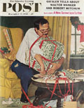 1959 Saturday Evening Post Cover ~ Man Wraps Christmas Gifts