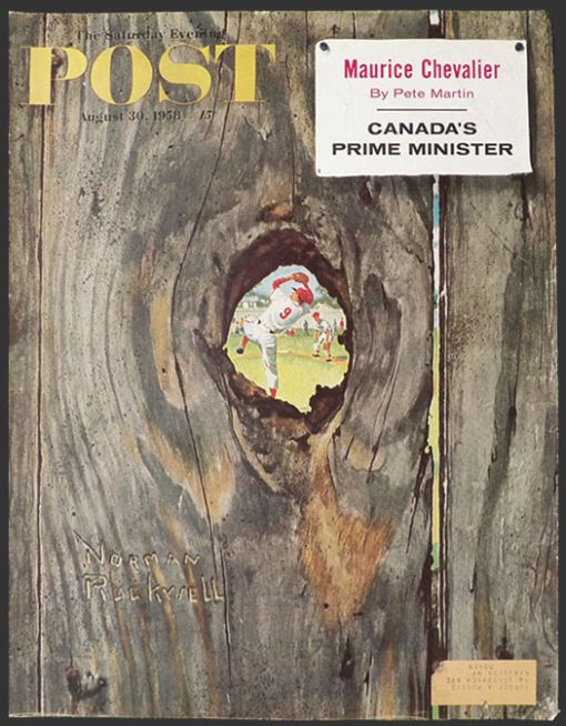 1958 Saturday Evening Post Cover ~ Knothole Baseball ~ Norman Rockwell