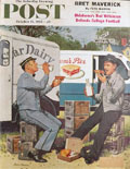 1958 Saturday Evening Post Cover ~ Milkman & Pie Guy ~ Dohanos