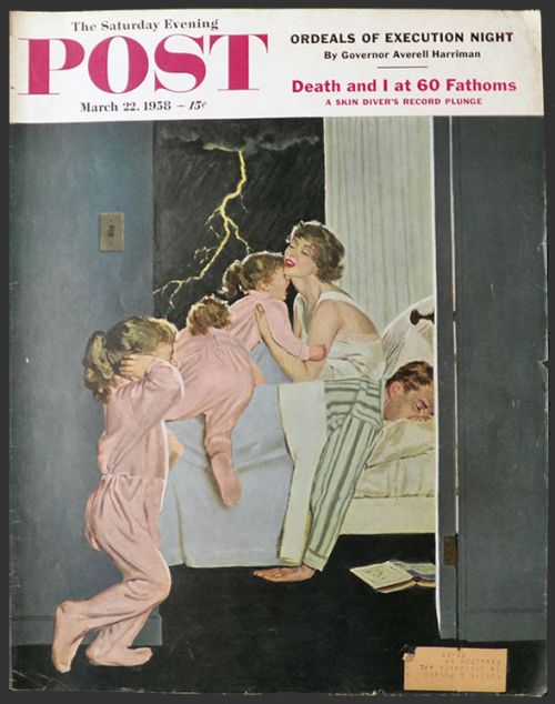 1958 Saturday Evening Post Cover ~ Thunder Frightens Kids