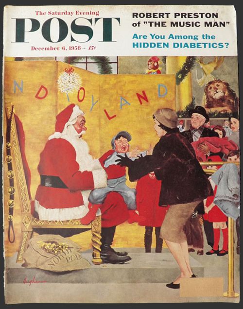 1958 Saturday Evening Post Cover ~ Boy Hates Santa