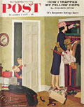 1957 Saturday Evening Post Cover ~ Mom Hides Christmas Gifts