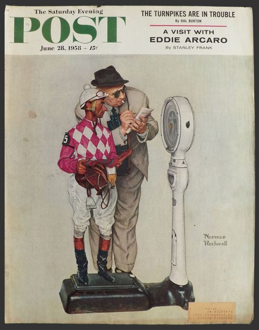 1958 Saturday Evening Post Cover ~ Jockey Eddie Arcaro ~ Norman Rockwell