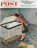 1959 Saturday Evening Post Cover ~ Snowman In The Freezer