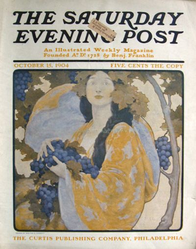 1904 Saturday Evening Post Cover ~ Woman with Grapes