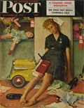 1947 Saturday Evening Post Magazine Cover ~ Rockwell ~ Santa's Helper