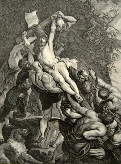 The Crucufixion ~ Peter Paul Rubens ~ Antique Print