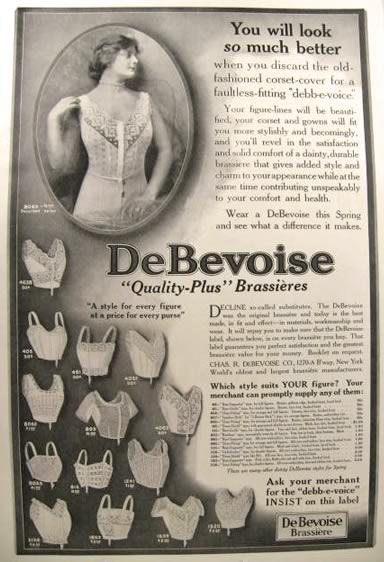 1916 DeBevoise Bra, Brassiere Ad ~ A Style For Every Figure