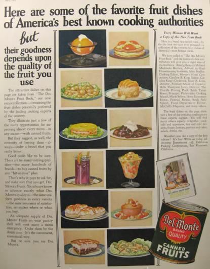 1925 Del Monte Canned Fruit Ad ~ Favorite Dishes