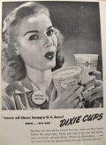 1945 Dixie Cup Ad ~ Canteen Hostess ~ Ice Cream Dixie