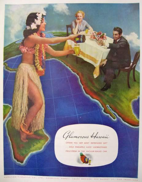 1935 Dole Pineapple Juice Ad ~ Glamorous Hawaii