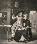 Antique Print ~ Steel Engraving ~ Gabriel Metsu and His Wife