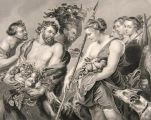 Antique Print ~ Steel Engraving ~ Satyrs & Nymphs ~ Rubens