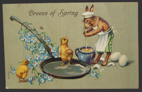 Bunny Stirs Eggs Breeze of Spring Easter Postcard