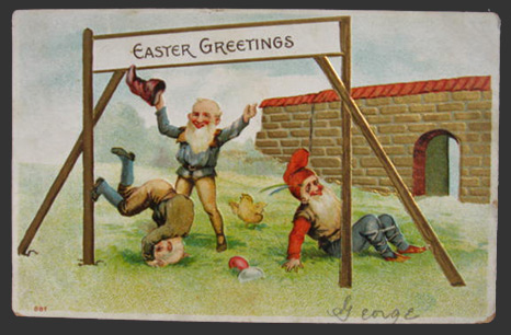 Gnomes at Play Easter Greetings Postcard