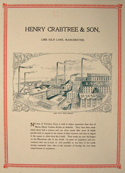 1896 Henry Crabtree & Son Velveteen Dyers Ad ~ Manchester UK
