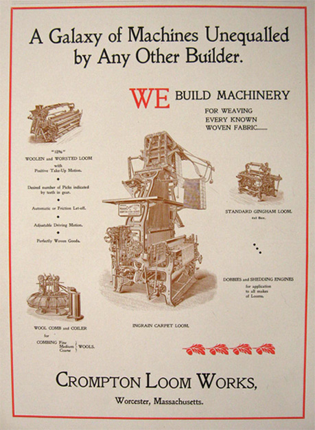 1896 Antique Crompton Loom Works Ad ~ Worcester, MA