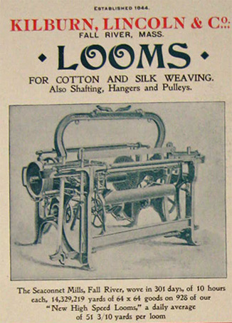 1896 Antique Kilburn, Lincoln & Co. Loom Makers Ad ~ Fall River, MA