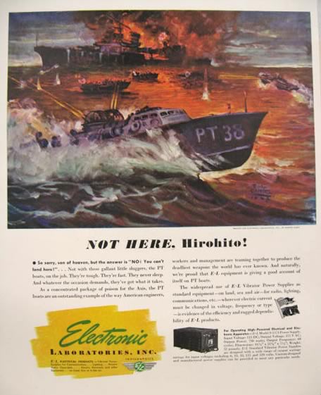 1944 Electronic Laboratories Ad ~ PT Boat Battle