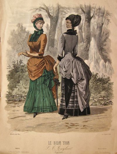 1883 Le Bon Ton Women's Hand Colored Victorian Fashion Print