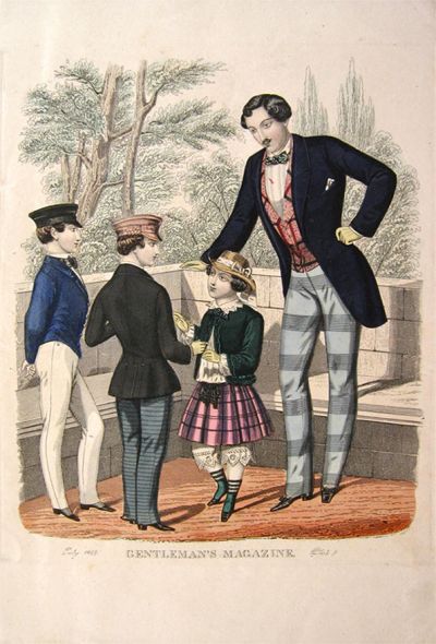 1853 Hand Colored Steel Plate Engraving ~ Men's Fashion Print