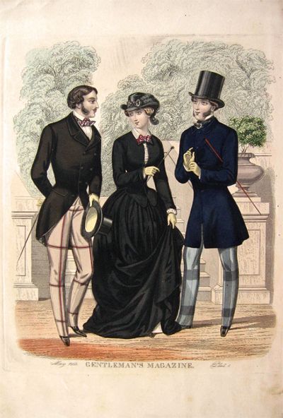 1853 Hand Colored Steel Plate Engraving ~ Men's Fashion Print