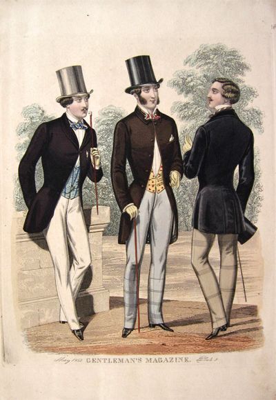 1853 Hand Colored Steel Plate Engraving ~ Men's Fashion Print