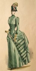 1887 Antique Hand Colored Fashion Print ~ Visiting Dress