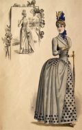 1887 Antique Hand Colored Fashion Print ~ Visiting Costume