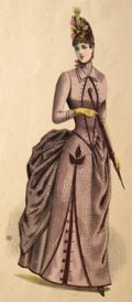 1887 Antique Hand Colored Fashion Print ~ Promenade Costume
