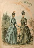 1887 Women's Antique Fashion Print ~ Walking Costumes