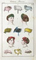 1807 Costumes Parisiens Antique Hand-Colored Fashion Print ~ Hats