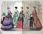 1869 Godey's Hand-Colored Antique Fashion Print